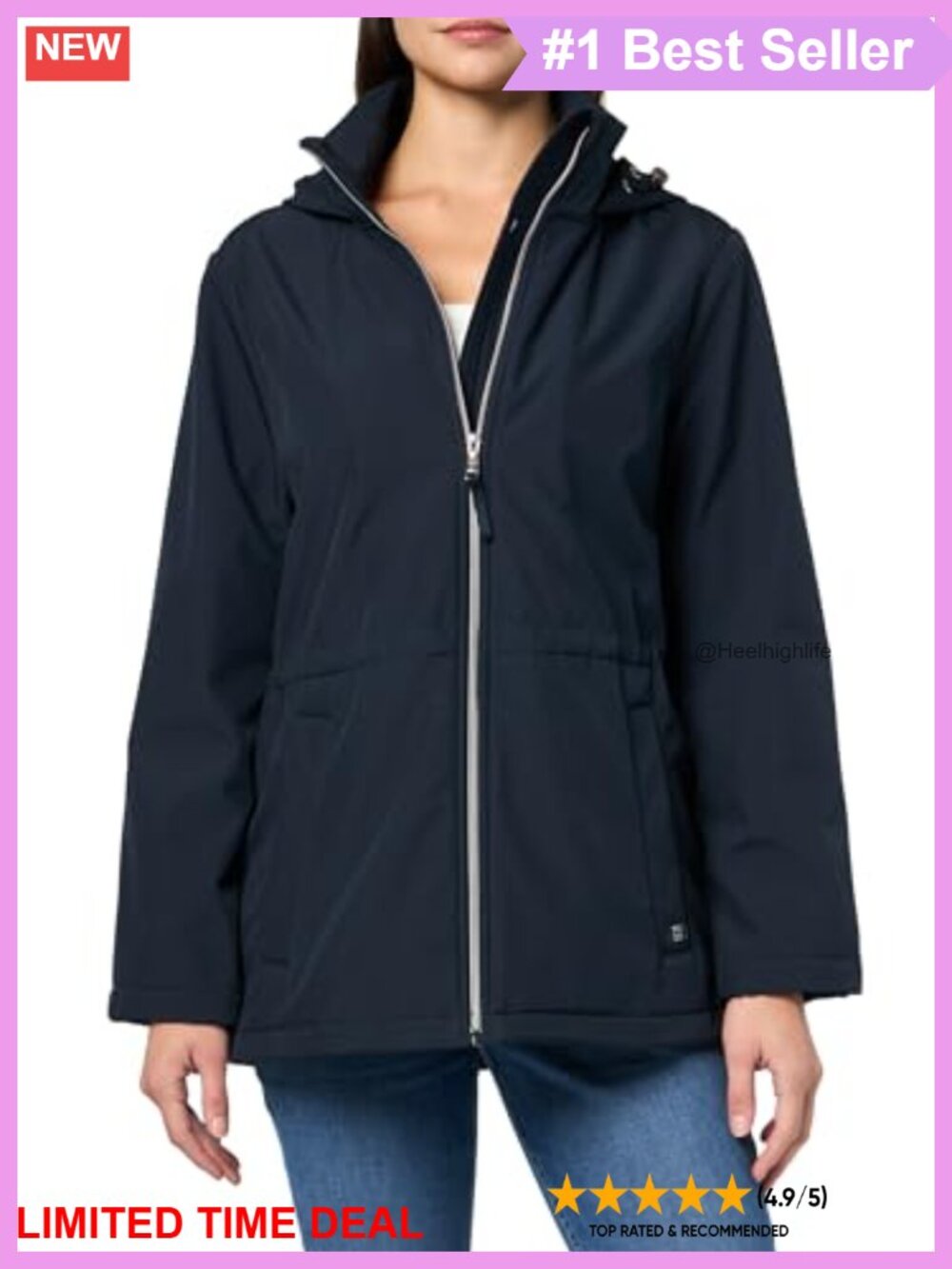Hooded Anorak Softshell Raincoat Relaxed Fit Long Sleeve